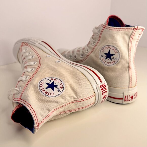 Pre-2003 New Converse Chuck Taylor All-Stars SZ M4/W6 White/Red Trim/ Blue Inner - Picture 11 of 11
